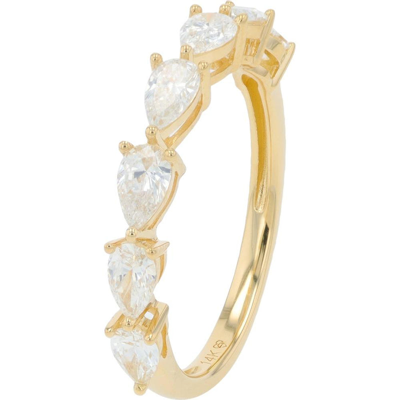 14K Yellow Gold Eternity Band with Prong-Set Pear-Shaped Lab-Grown Diamonds - 1.00 Carats Total Diamond Weight