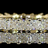 14K Yellow Gold Eternity Band with Prong Set Princess Cut Lab Diamonds - 2.13 Carat Total Diamond Weight (E-F Color, VS Clarity, 28 Stones) - Covaloro Fine Jewelry