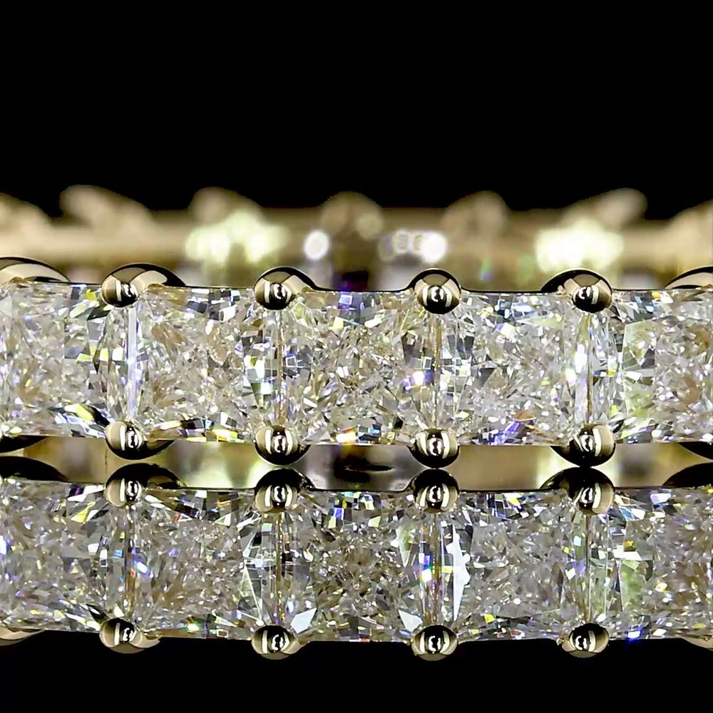 14K Yellow Gold Eternity Band with Prong Set Princess Cut Lab Diamonds - 2.13 Carat Total Diamond Weight (E-F Color, VS Clarity, 28 Stones) - Covaloro Fine Jewelry