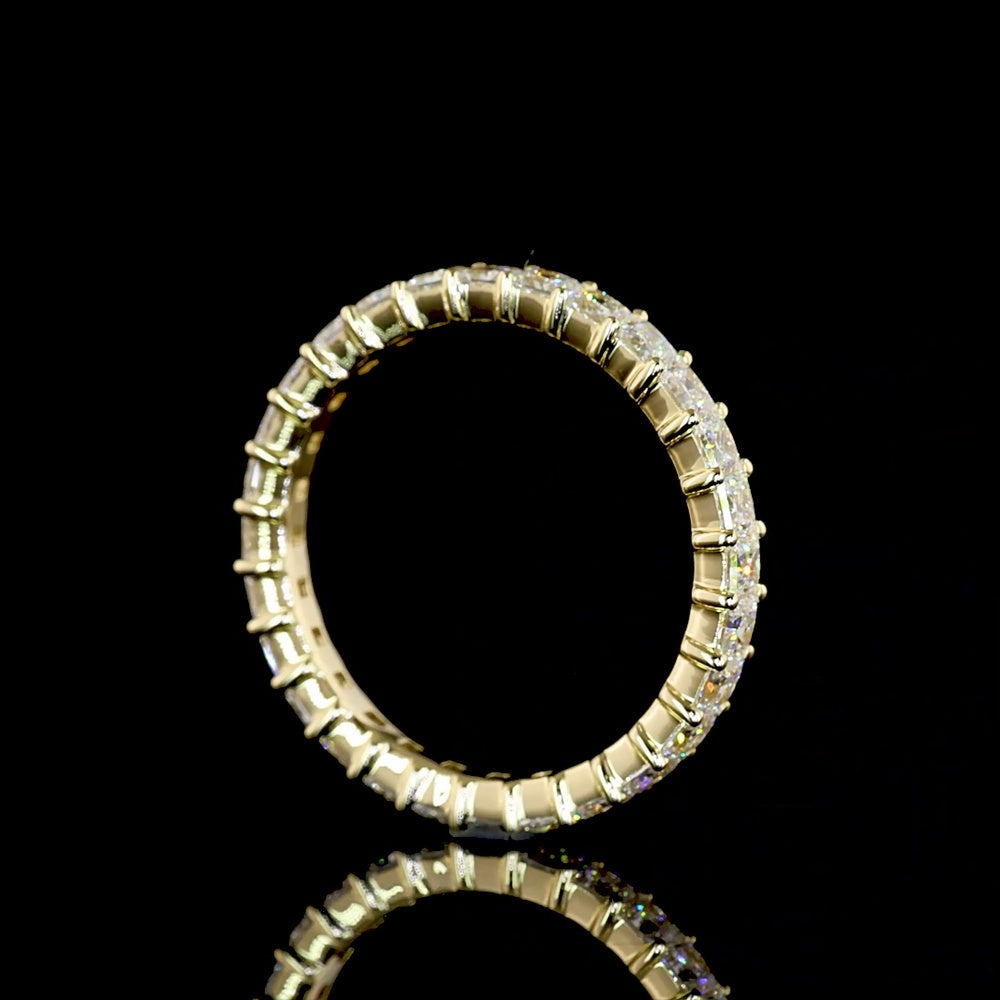 14K Yellow Gold Eternity Band with Prong Set Princess Cut Lab Diamonds - 2.13 Carat Total Diamond Weight (E-F Color, VS Clarity, 28 Stones) - Covaloro Fine Jewelry