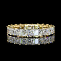 14K Yellow Gold Eternity Band with Prong Set Princess Cut Lab Diamonds - 3.17 Carats Total Diamond Weight - Covaloro Fine Jewelry