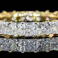 14K Yellow Gold Eternity Band with Prong Set Princess Cut Lab Diamonds - 3.17 Carats Total Diamond Weight - Covaloro Fine Jewelry