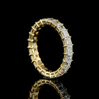 14K Yellow Gold Eternity Band with Prong Set Princess Cut Lab Diamonds - 3.17 Carats Total Diamond Weight - Covaloro Fine Jewelry