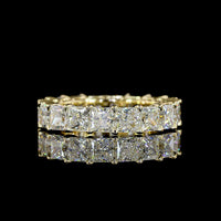 14K Yellow Gold Eternity Band with Prong Set Princess Cut Lab Diamonds - 5.19 Carats Total Diamond Weight - Covaloro Fine Jewelry