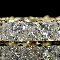 14K Yellow Gold Eternity Band with Prong Set Princess Cut Lab Diamonds - 5.19 Carats Total Diamond Weight - Covaloro Fine Jewelry
