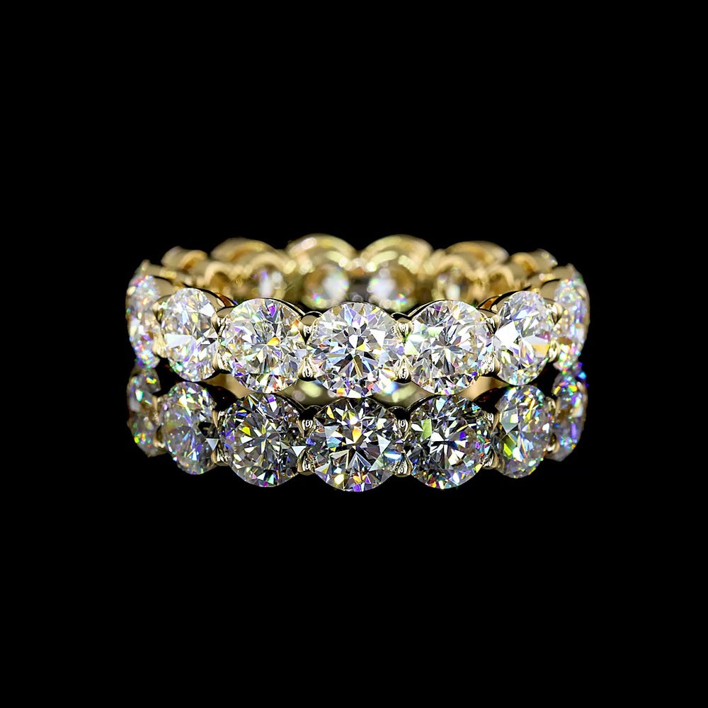 14K Yellow Gold Eternity Band with Prong Set Round Brilliant Cut Lab Diamonds - 5.03 Total Carat Weight - Covaloro Fine Jewelry