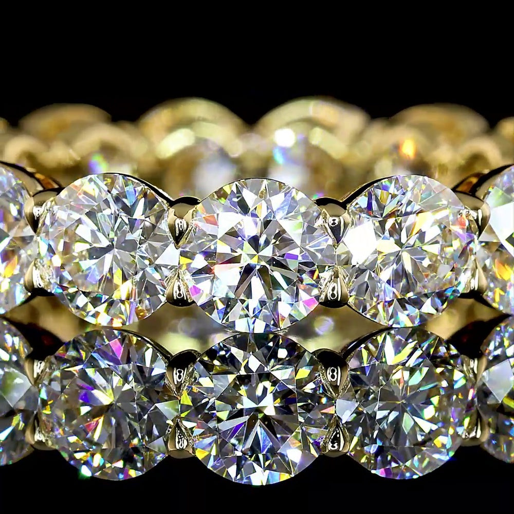 14K Yellow Gold Eternity Band with Prong Set Round Brilliant Cut Lab Diamonds - 5.03 Total Carat Weight - Covaloro Fine Jewelry