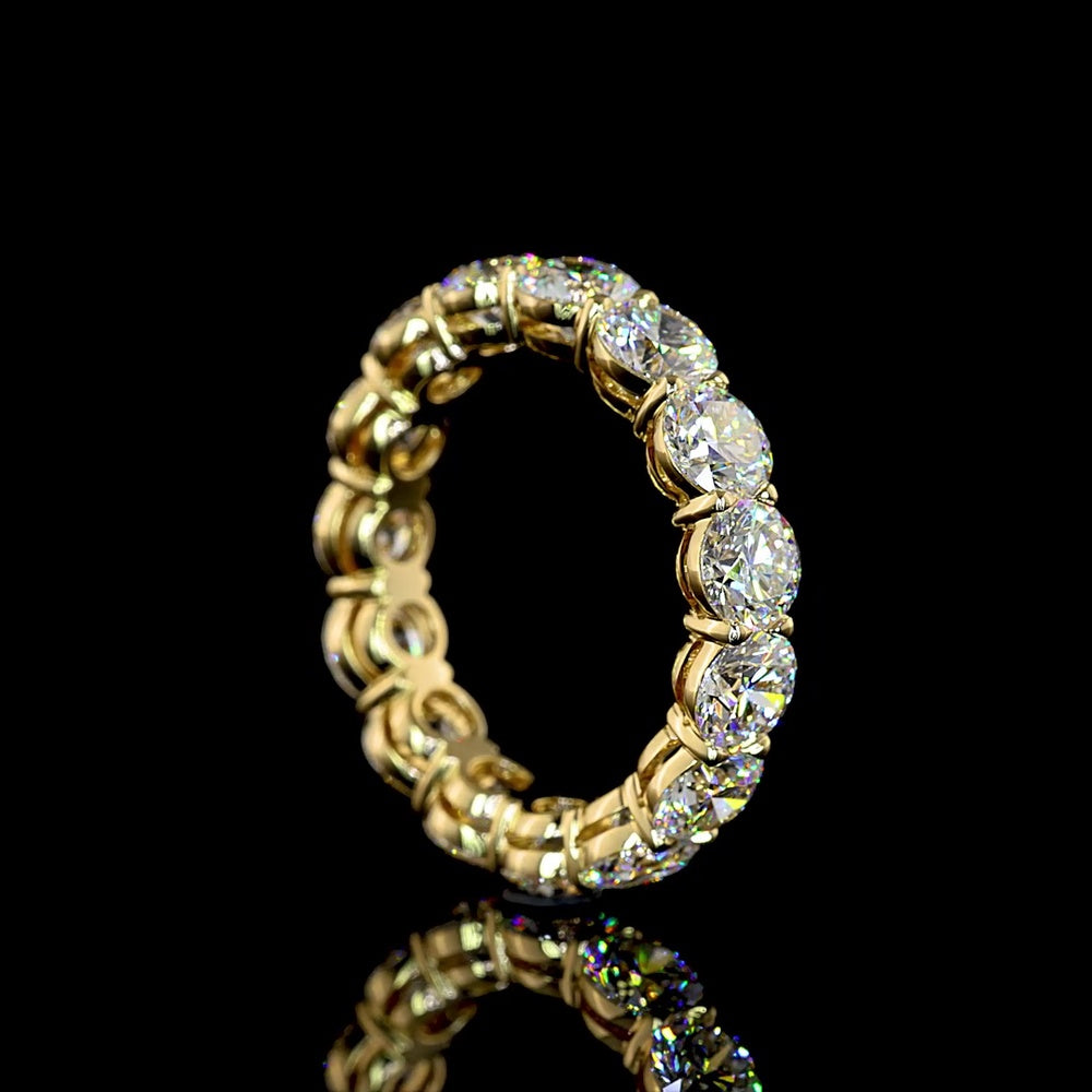 14K Yellow Gold Eternity Band with Prong Set Round Brilliant Cut Lab Diamonds - 5.03 Total Carat Weight - Covaloro Fine Jewelry