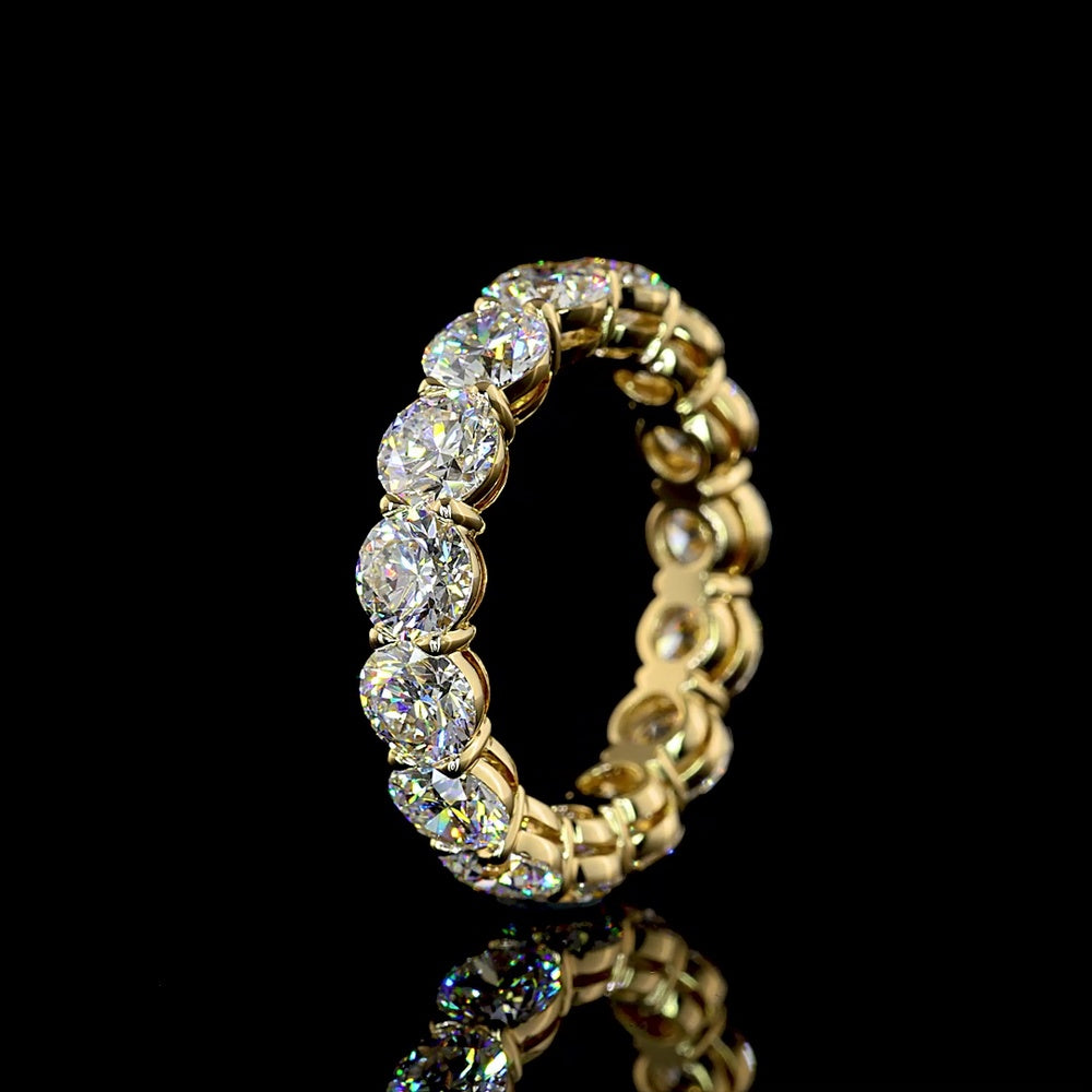 14K Yellow Gold Eternity Band with Prong Set Round Brilliant Cut Lab Diamonds - 5.03 Total Carat Weight - Covaloro Fine Jewelry