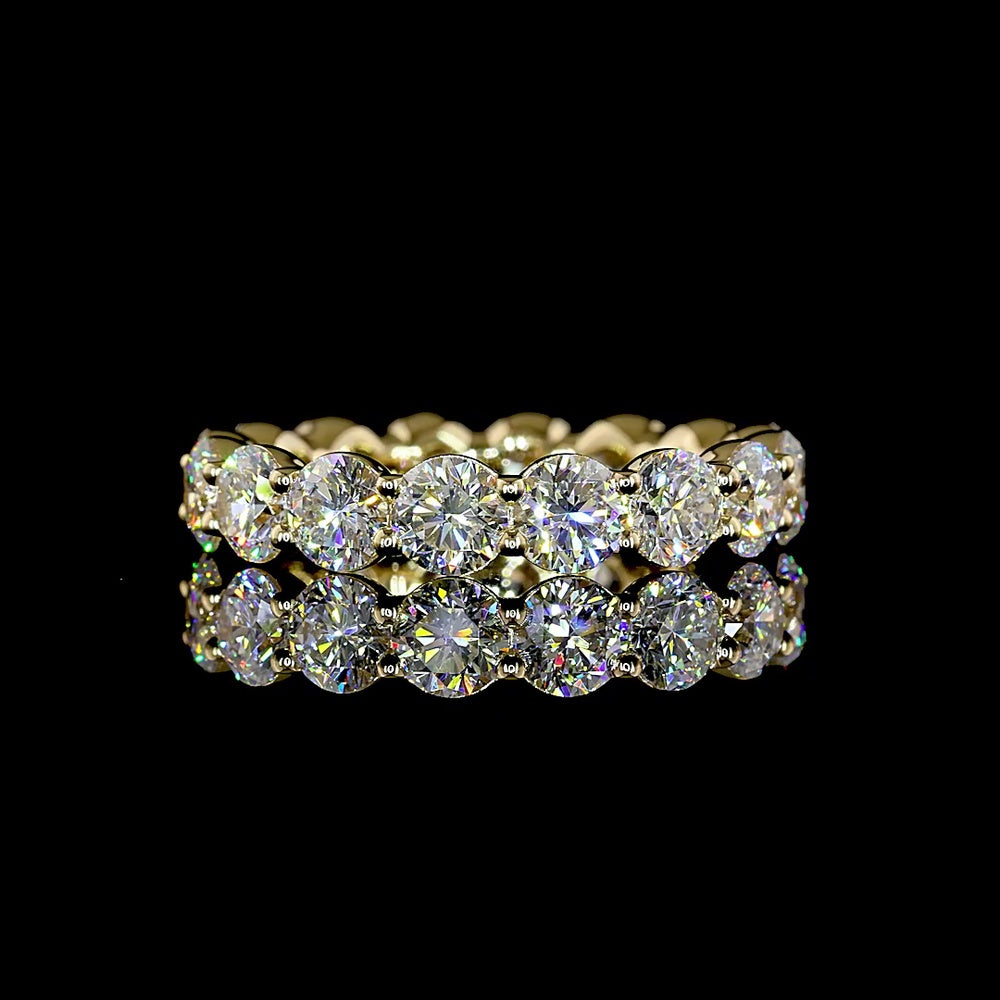 14K Yellow Gold Eternity Band with Prong Set Round Brilliant Lab Diamonds - 4.75 Carat Total Weight, E-F Color, VS1 Clarity - Covaloro Fine Jewelry