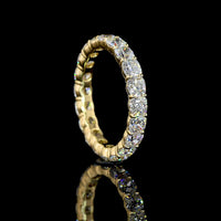 14K Yellow Gold Eternity Band with Prong Set Square Cushion Brilliant Lab Diamonds - 3.30 Carat Total Weight, E-F VS Clarity - Covaloro Fine Jewelry