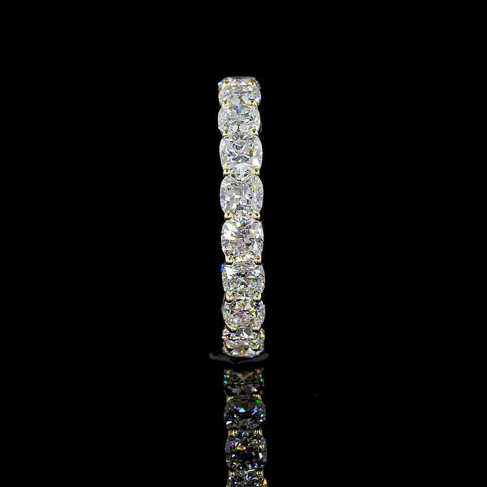 14K Yellow Gold Eternity Band with Prong Set Square Cushion Brilliant Lab Diamonds - 3.30 Carat Total Weight, E-F VS Clarity - Covaloro Fine Jewelry