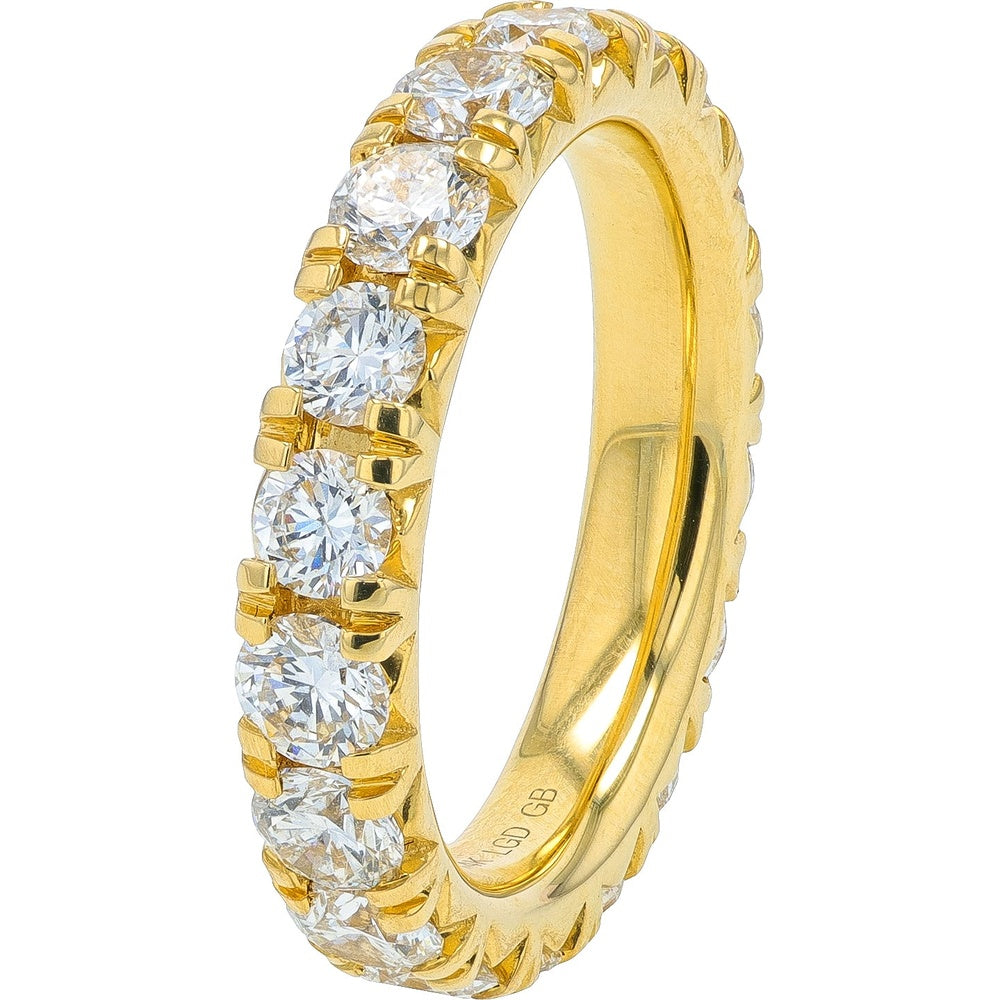 14K Yellow Gold Eternity Band with Shared Prong Set Round Lab Grown Diamonds - 2.99 Carat Total Diamond Weight