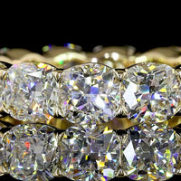 14K Yellow Gold Eternity Band with Square Cushion Brilliant Cut Lab Diamonds - 7.49 Carat Total Weight, E-F Color VS1 Clarity - Covaloro Fine Jewelry