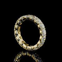 14K Yellow Gold Eternity Band with Square Cushion Brilliant Cut Lab Diamonds - 7.49 Carat Total Weight, E-F Color VS1 Clarity - Covaloro Fine Jewelry