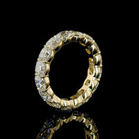 14K Yellow Gold Eternity Band with Square Cushion Brilliant Cut Lab Diamonds - 7.49 Carat Total Weight, E-F Color VS1 Clarity - Covaloro Fine Jewelry