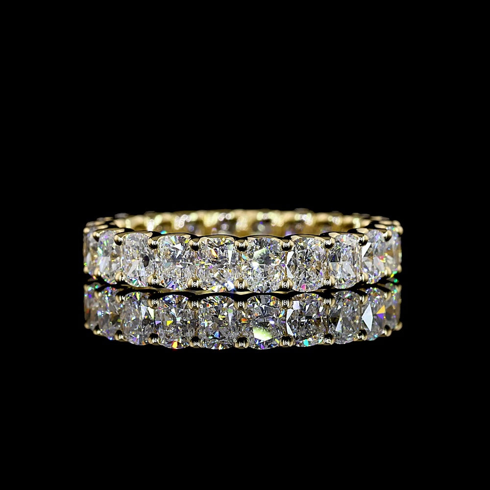 14K Yellow Gold Eternity Band with U-Prong Set Cushion Brilliant Cut Lab Diamonds - 2.57 Carat Total Diamond Weight - Covaloro Fine Jewelry