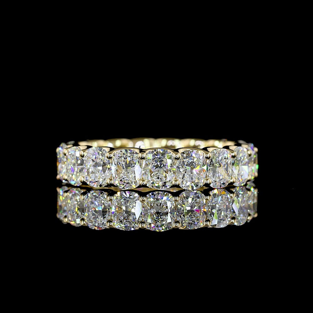 14K Yellow Gold Eternity Band with U-Prong Set Cushion Brilliant Cut Lab Diamonds - 3.21 Carats Total Diamond Weight - Covaloro Fine Jewelry
