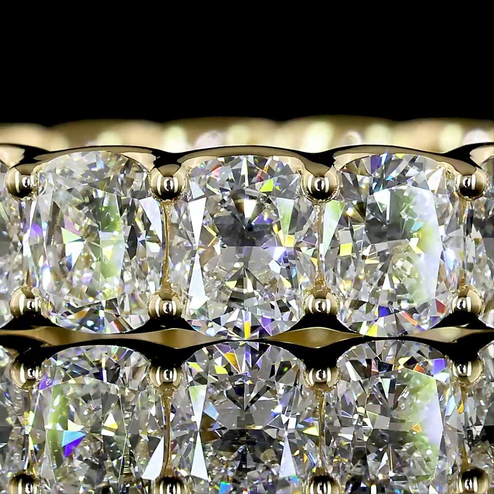 14K Yellow Gold Eternity Band with U-Prong Set Cushion Brilliant Cut Lab Diamonds - 3.21 Carats Total Diamond Weight - Covaloro Fine Jewelry