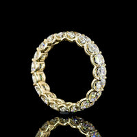 14K Yellow Gold Eternity Band with U-Prong Set Cushion Brilliant Cut Lab Diamonds - 3.21 Carats Total Diamond Weight - Covaloro Fine Jewelry
