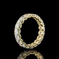 14K Yellow Gold Eternity Band with U-Prong Set Cushion Brilliant Cut Lab Diamonds - 3.21 Carats Total Diamond Weight - Covaloro Fine Jewelry