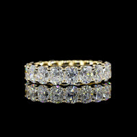 14K Yellow Gold Eternity Band with U-Prong Set Cushion Brilliant Cut Lab Diamonds - 3.86 Carats Total Diamond Weight - Covaloro Fine Jewelry