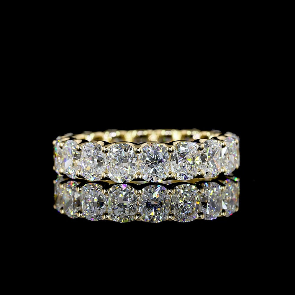 14K Yellow Gold Eternity Band with U-Prong Set Cushion Brilliant Cut Lab Diamonds - 3.86 Carats Total Diamond Weight - Covaloro Fine Jewelry