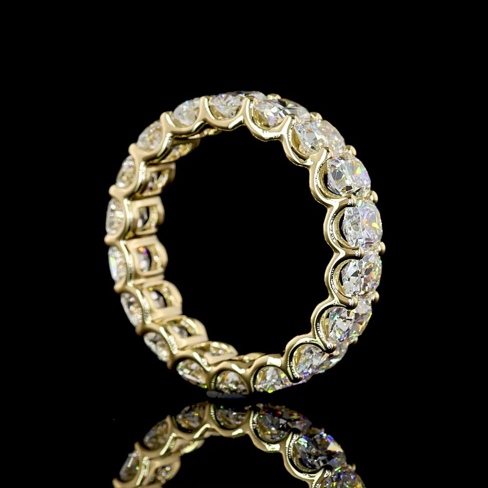 14K Yellow Gold Eternity Band with U-Prong Set Cushion Brilliant Cut Lab Diamonds - 3.86 Carats Total Diamond Weight - Covaloro Fine Jewelry