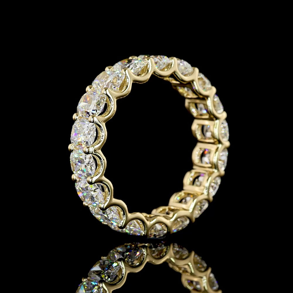 14K Yellow Gold Eternity Band with U-Prong Set Cushion Brilliant Cut Lab Diamonds - 3.86 Carats Total Diamond Weight - Covaloro Fine Jewelry