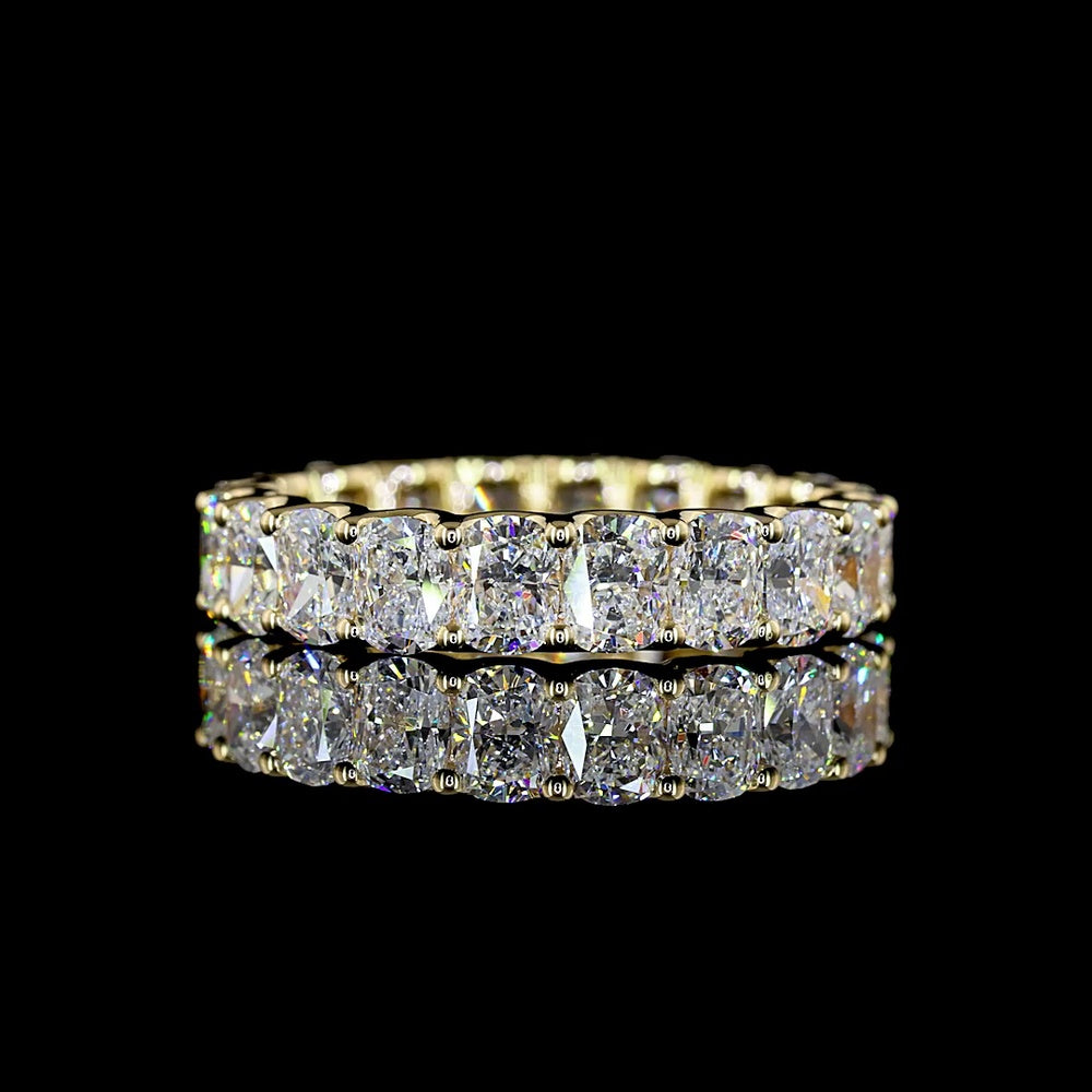 14K Yellow Gold Eternity Band with U-Prong Set Cushion Brilliant Cut Lab Diamonds - 3.92 Carats Total Diamond Weight - Covaloro Fine Jewelry