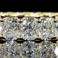 14K Yellow Gold Eternity Band with U-Prong Set Cushion Brilliant Cut Lab Diamonds - 3.92 Carats Total Diamond Weight - Covaloro Fine Jewelry