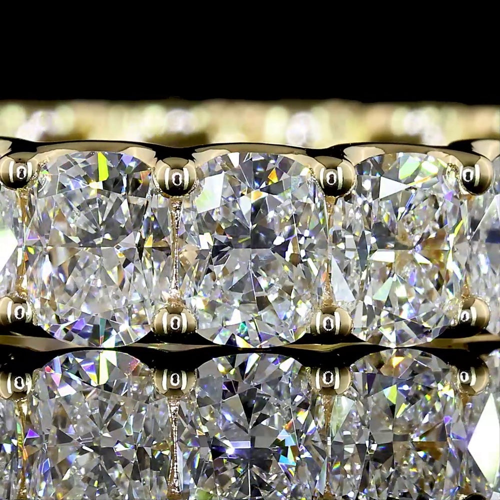 14K Yellow Gold Eternity Band with U-Prong Set Cushion Brilliant Cut Lab Diamonds - 3.92 Carats Total Diamond Weight - Covaloro Fine Jewelry