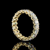 14K Yellow Gold Eternity Band with U-Prong Set Cushion Brilliant Cut Lab Diamonds - 3.92 Carats Total Diamond Weight - Covaloro Fine Jewelry