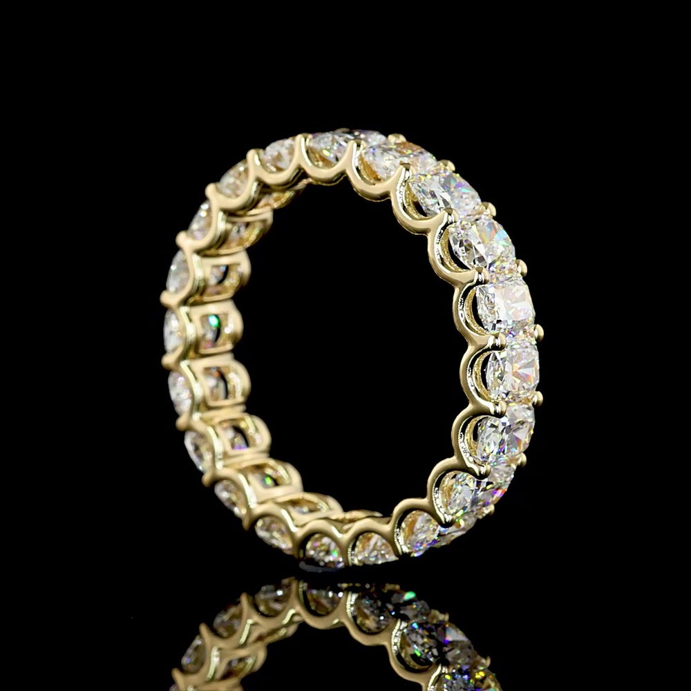 14K Yellow Gold Eternity Band with U-Prong Set Cushion Brilliant Cut Lab Diamonds - 3.92 Carats Total Diamond Weight - Covaloro Fine Jewelry
