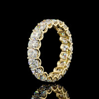 14K Yellow Gold Eternity Band with U-Prong Set Cushion Brilliant Cut Lab Diamonds - 3.92 Carats Total Diamond Weight - Covaloro Fine Jewelry