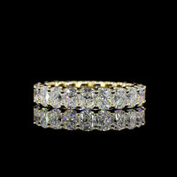 14K Yellow Gold Eternity Band with U-Prong Set Cushion Brilliant Cut Lab Diamonds - 4.31 Carat Total Weight, 21 Stones, E-F Color VS Clarity - Covaloro Fine Jewelry