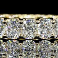 14K Yellow Gold Eternity Band with U-Prong Set Cushion Brilliant Cut Lab Diamonds - 4.31 Carat Total Weight, 21 Stones, E-F Color VS Clarity - Covaloro Fine Jewelry