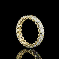 14K Yellow Gold Eternity Band with U-Prong Set Cushion Brilliant Cut Lab Diamonds - 4.31 Carat Total Weight, 21 Stones, E-F Color VS Clarity - Covaloro Fine Jewelry