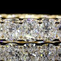 14K Yellow Gold Eternity Band with U-Prong Set Cushion Brilliant Cut Lab Diamonds - 4.56 Total Carat Weight, E-F Color, VS Clarity - Covaloro Fine Jewelry