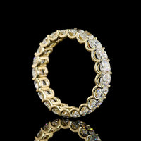14K Yellow Gold Eternity Band with U-Prong Set Cushion Brilliant Cut Lab Diamonds - 4.56 Total Carat Weight, E-F Color, VS Clarity - Covaloro Fine Jewelry