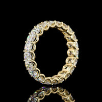 14K Yellow Gold Eternity Band with U-Prong Set Cushion Brilliant Cut Lab Diamonds - 4.56 Total Carat Weight, E-F Color, VS Clarity - Covaloro Fine Jewelry
