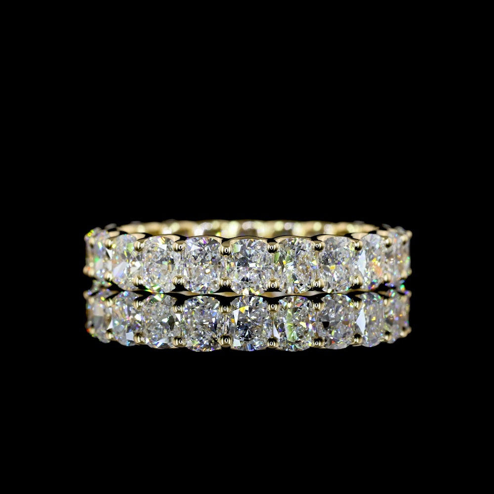 14K Yellow Gold Eternity Band with U-Prong Set Cushion Brilliant Lab Diamonds - 3.56 Carats Total Diamond Weight - Covaloro Fine Jewelry