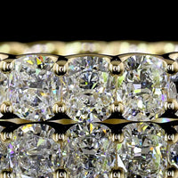 14K Yellow Gold Eternity Band with U-Prong Set Cushion Brilliant Lab Diamonds - 3.56 Carats Total Diamond Weight - Covaloro Fine Jewelry