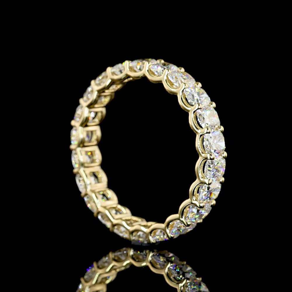 14K Yellow Gold Eternity Band with U-Prong Set Cushion Brilliant Lab Diamonds - 3.56 Carats Total Diamond Weight - Covaloro Fine Jewelry