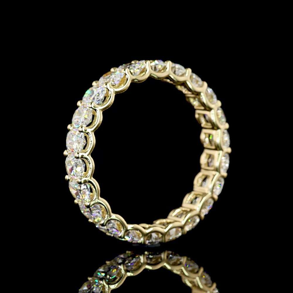 14K Yellow Gold Eternity Band with U-Prong Set Cushion Brilliant Lab Diamonds - 3.56 Carats Total Diamond Weight - Covaloro Fine Jewelry
