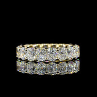 14K Yellow Gold Eternity Band with U-Prong Set Cushion Brilliant Lab Diamonds - 4.06 Carat Total Weight - Covaloro Fine Jewelry