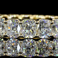 14K Yellow Gold Eternity Band with U-Prong Set Cushion Brilliant Lab Diamonds - 4.06 Carat Total Weight - Covaloro Fine Jewelry