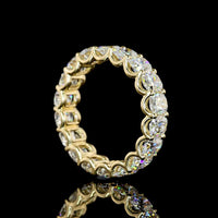14K Yellow Gold Eternity Band with U-Prong Set Cushion Brilliant Lab Diamonds - 4.06 Carat Total Weight - Covaloro Fine Jewelry