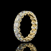 14K Yellow Gold Eternity Band with U-Prong Set Cushion Brilliant Lab Diamonds - 4.06 Carat Total Weight - Covaloro Fine Jewelry