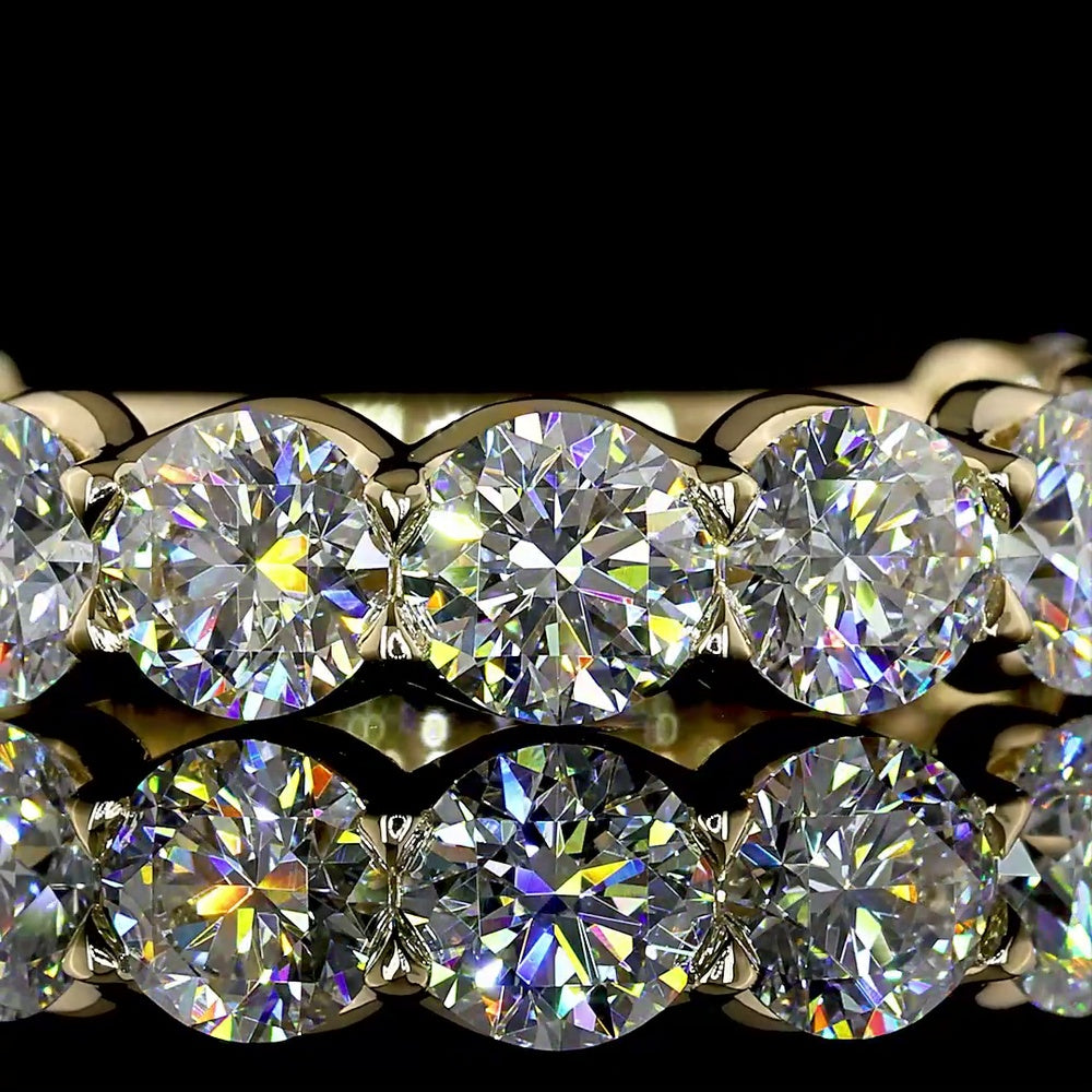 14K Yellow Gold Eternity Band with U-Prong Set Round Brilliant Cut Lab Diamonds - 3.29 Carat Total Weight - Covaloro Fine Jewelry